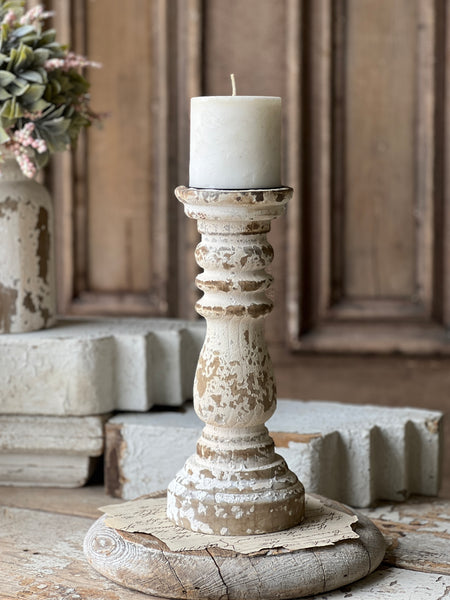 Barnyard Designs Rustic Pillar Candle Holder Stands, Tall Wood Candlestick  Centerpieces for Table or Living Room Decor, White, Set of 3, (14, 11.5