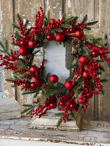 12pcs Artificial Pine Needle Wreaths Christmas Berry Pinecone Picks Decor  Red Fruit Snowflake Pine Needle Garland